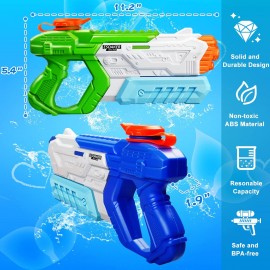 Quanquer Water Gun for Kids Adults - 4 Pack Soaker Squirt Water Toy Gun with High Capacity Long Shooting Range - Super Water Blaster Pool Toys for Summer Swimming Beach Water Fighting