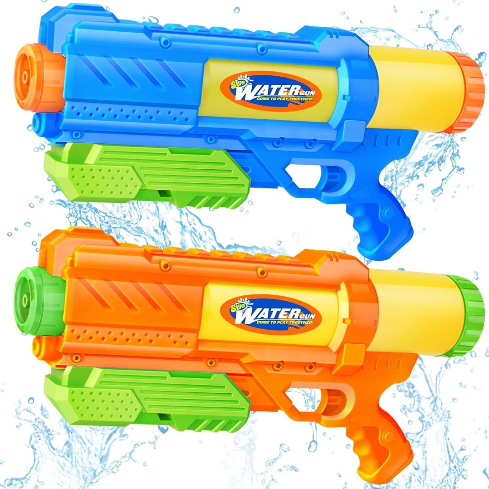 Super Water Gun for Kids Adults: 2 Pack Squirt Blasters 1200cc Super Water Gun Soaker with Impressive Range - Ideal Toys for Boys Girls Summer Outdoor Swimming Pool Beach Sand Water Fighting Fun