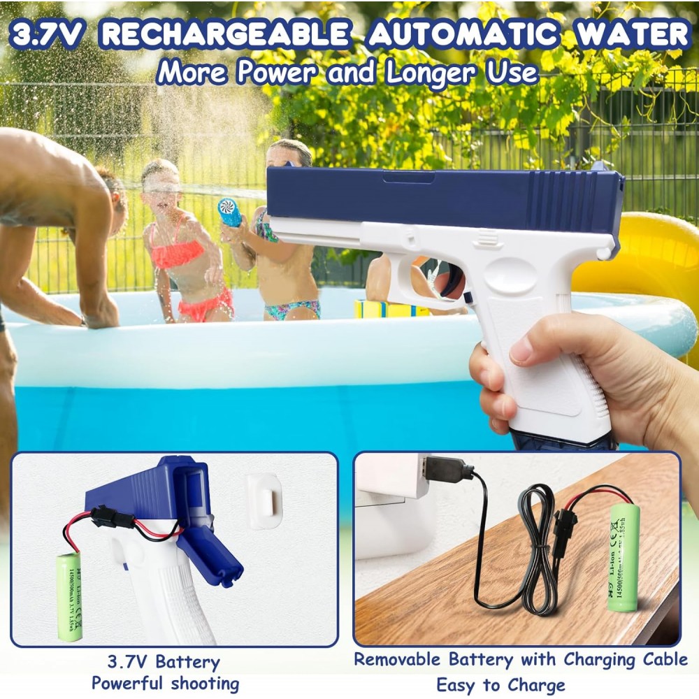 Electric Water Gun Toy Automatic Super 434CC+58CC High Capacity Squirt Guns Up to 32 FT Range Strong Water Blaster for Adults & Kids Swimming Pool Party Beach Outdoor Activity