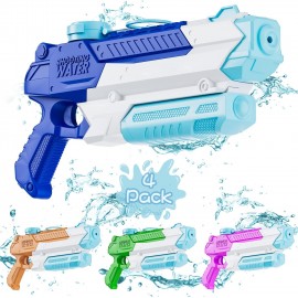 Water Gun, WOLKEK Water Guns for Kids, 4 Pack Long Range High Capacity for Water, Swimming Pool Beach Sand Outdoor, Summer Gifts for Boys Girls