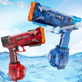 2 Pack Electric Water Guns, Full Automatic Electric Squirt Gun High Capacity 500+ Water Blasts, 28-32 FT Range Water Pistol Blaster Soaker, Summer Outdoor Pool Auto Water Toy for Adult Kid