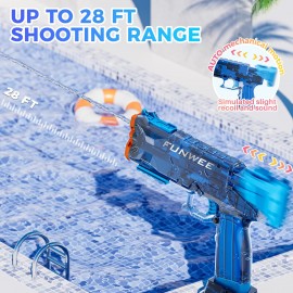 2 Pack Electric Water Guns, Full Automatic Electric Squirt Gun High Capacity 500+ Water Blasts, 28-32 FT Range Water Pistol Blaster Soaker, Summer Outdoor Pool Auto Water Toy for Adult Kid