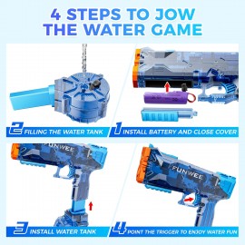 2 Pack Electric Water Guns, Full Automatic Electric Squirt Gun High Capacity 500+ Water Blasts, 28-32 FT Range Water Pistol Blaster Soaker, Summer Outdoor Pool Auto Water Toy for Adult Kid