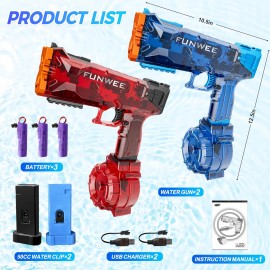 2 Pack Electric Water Guns, Full Automatic Electric Squirt Gun High Capacity 500+ Water Blasts, 28-32 FT Range Water Pistol Blaster Soaker, Summer Outdoor Pool Auto Water Toy for Adult Kid