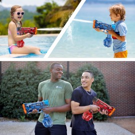 2 Pack Electric Water Guns, Full Automatic Electric Squirt Gun High Capacity 500+ Water Blasts, 28-32 FT Range Water Pistol Blaster Soaker, Summer Outdoor Pool Auto Water Toy for Adult Kid